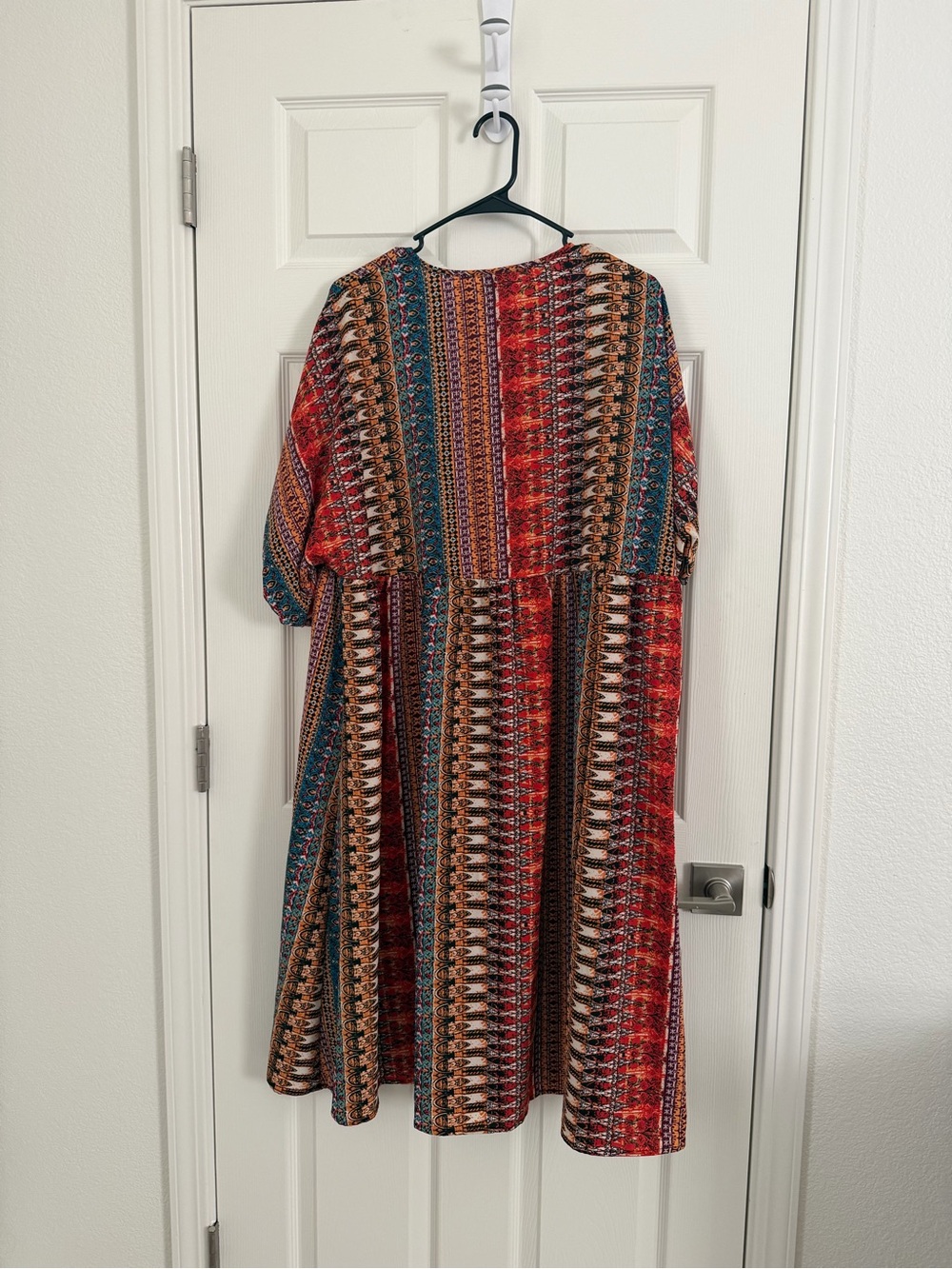 SHEIN Red & Teal Striped Boho Midi Dress - Picture 2 of 2